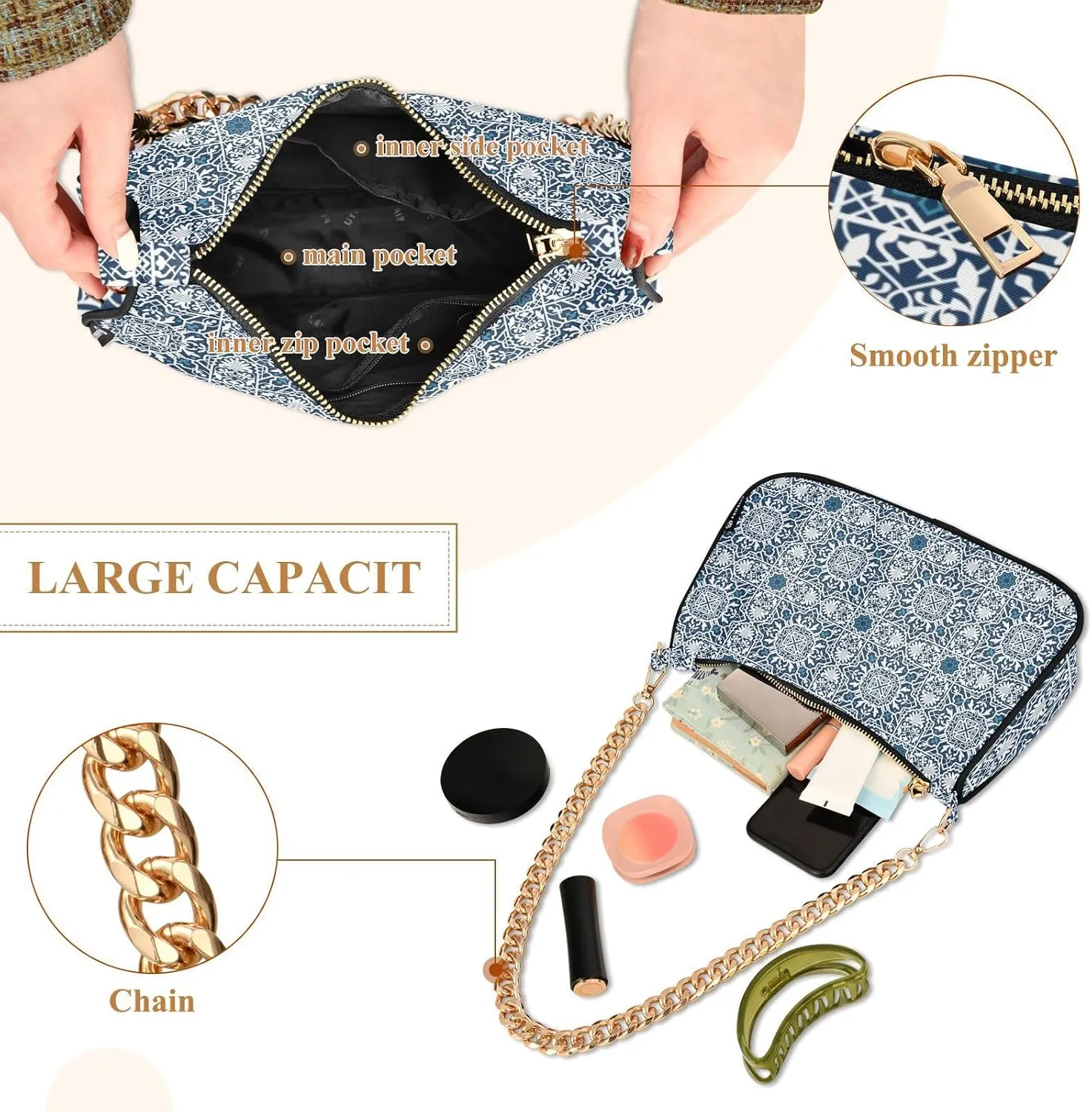 Womens Purses and Handbags Women's Shoulder Handbags Bag Clutch Handbag with Chain Strap Multicolor 1