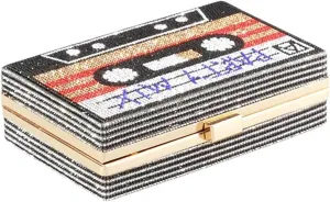 Women's Rhinestone Wedding Clutch Bag Cassette Tape Evening Bag Party Money Purses
