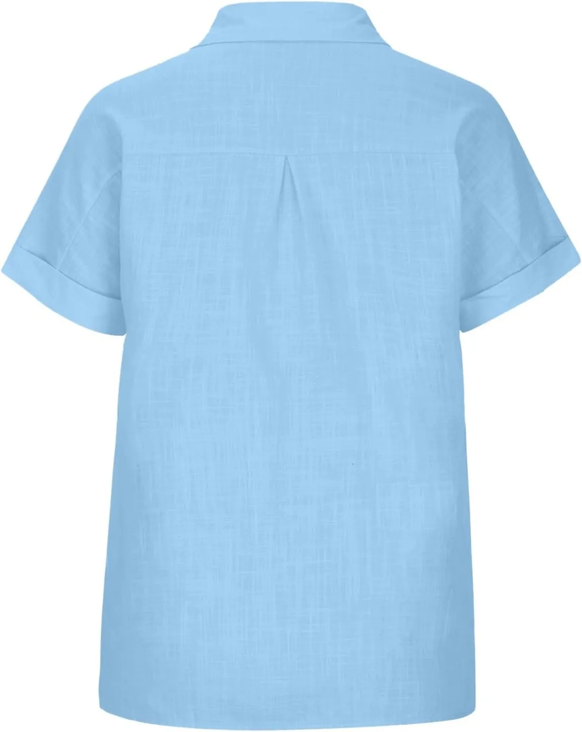 Womens Short Sleeve Button Down Linen Shirt Summer Trendy Solid Stand Collar Blouses Going Out Sports Casual T-Shirts
