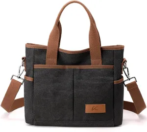 Women's Small Canvas Tote Purses Casual Multi-pocket Shoulder Crossbody Bag Everyday Handbags