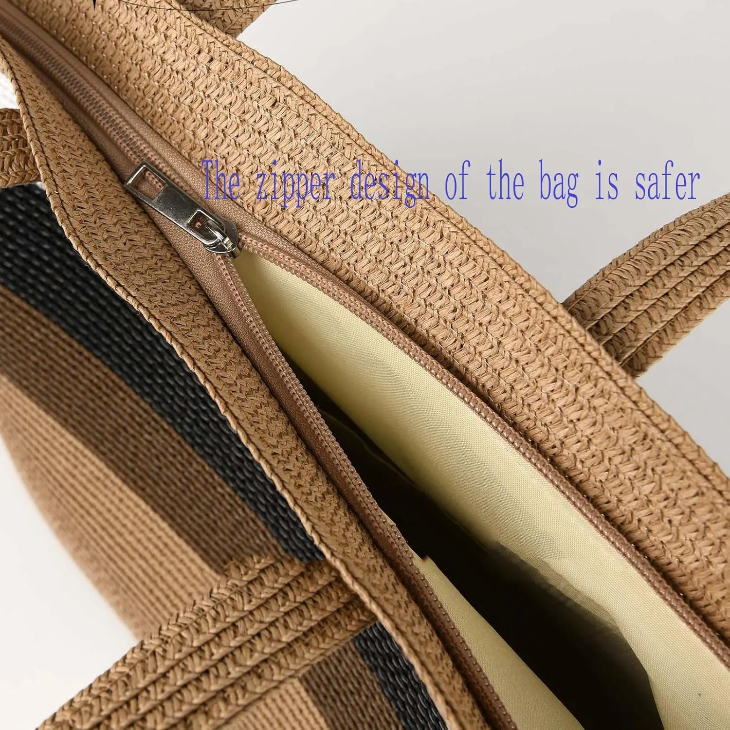 Womens Straw Beach Bag Straw Sun Hat Wide Brim Beach Hat Summer Shoulder Bag Set
