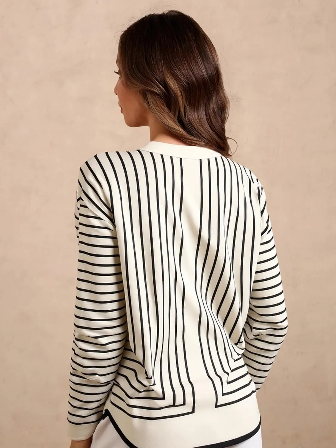 Women's Striped Mock Neck Shirt Button Down Long Sleeve Business Casual Blouses