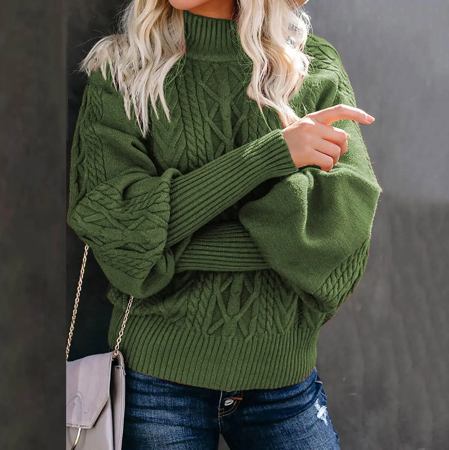 Womens Sweaters Casual Solid Long Sleeve Thick Knit Striped Pullover Crewneck Wide Hem Fitting Cozy Tops Outwear