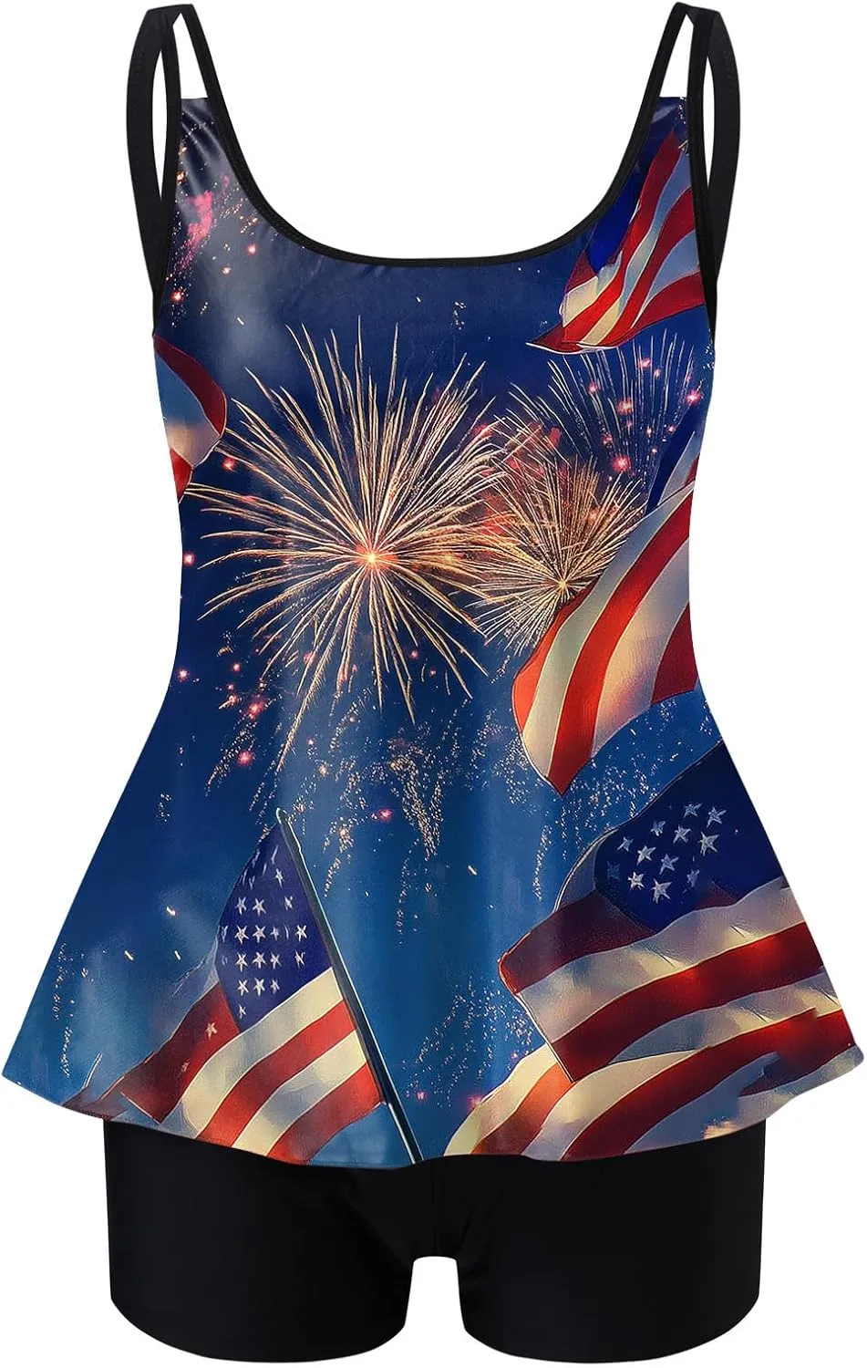 Womens Tummy Control Bathing Suits 4th of July Modest Bikini Sets Star Striped Halter 2 Piece Swim Suits