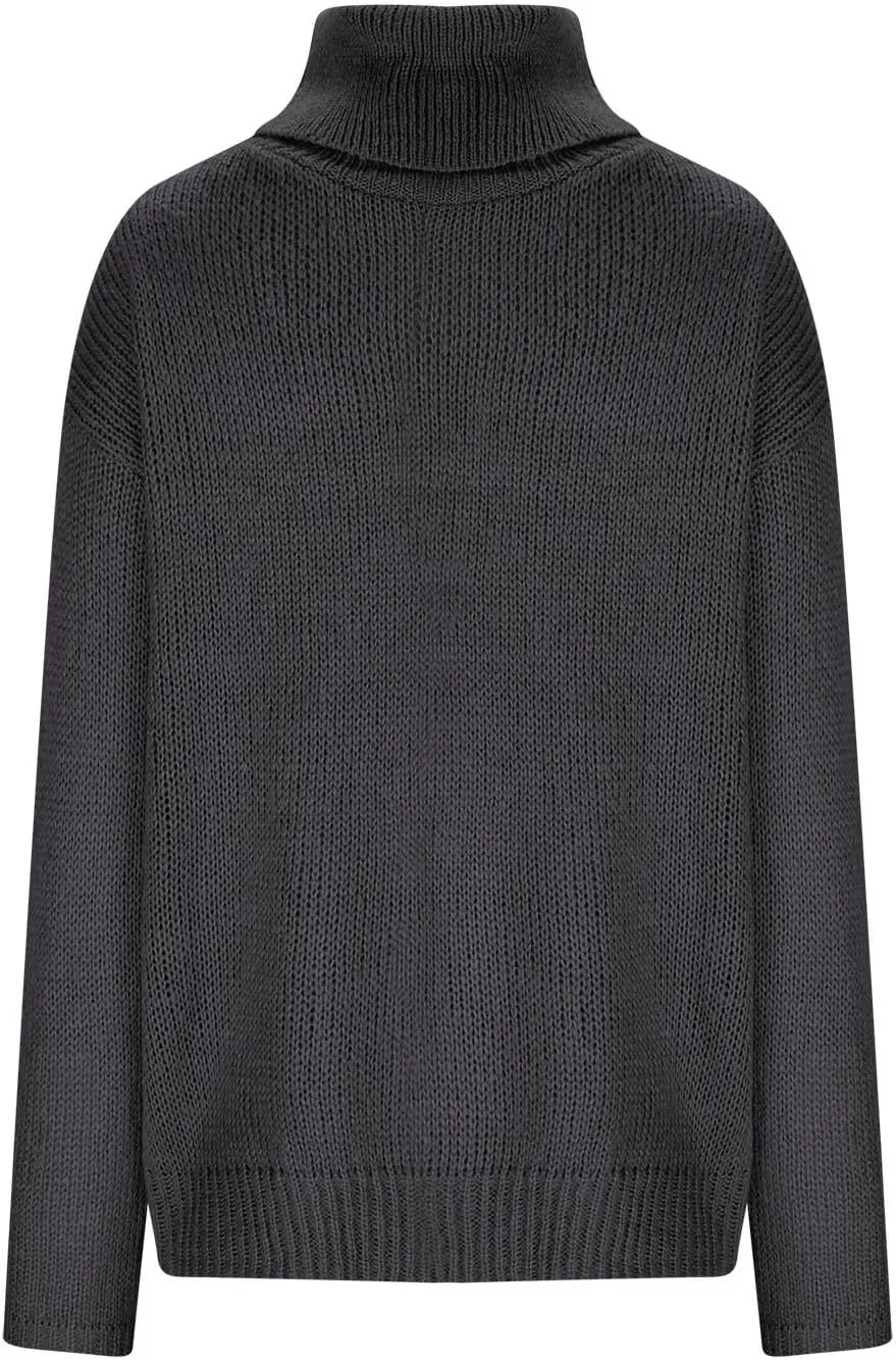 Womens Turtleneck Long Sleeve Sweaters Winter Clothes Knitwear Blouse Top Chunky Cable Knit Pullover 2023 Fashion