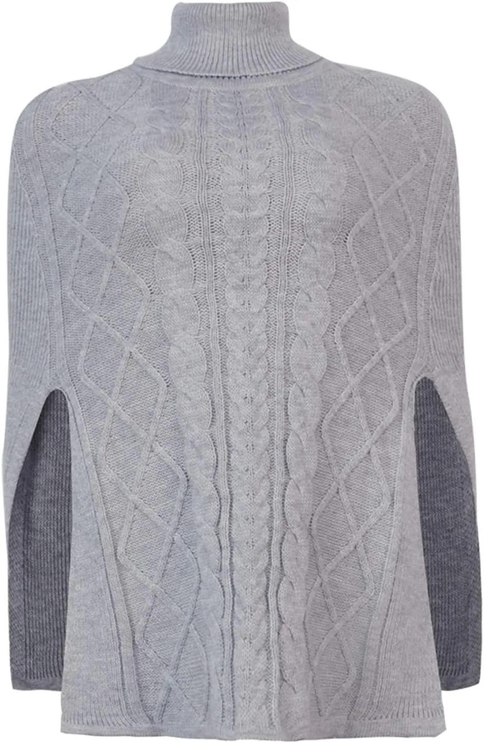 Women's Turtleneck Sweaters Chunky Cable Knit Pullover 2023 Fall Fashion Side Slit Poncho Sweater Shawl Top