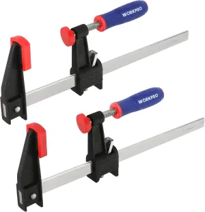 WORKPRO 12-Inch Steel Bar Clamps Set, 2-pack Quick-Release Clutch Style Bar Clamps with 2-1/2" Throat, Micro-Adjustment Handle and 600 lbs Load Limit, Steel F Clamp for Woodworking, Metalworking, DIY