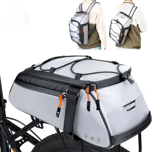 WOTOW Bike Rear Rack Bag - 10L Large Full Reflective Waterproof Trunk Bag, Multifunctional Bicycle Back Seat Cargo Carrier with Shoulder Strap(Full Reflective)