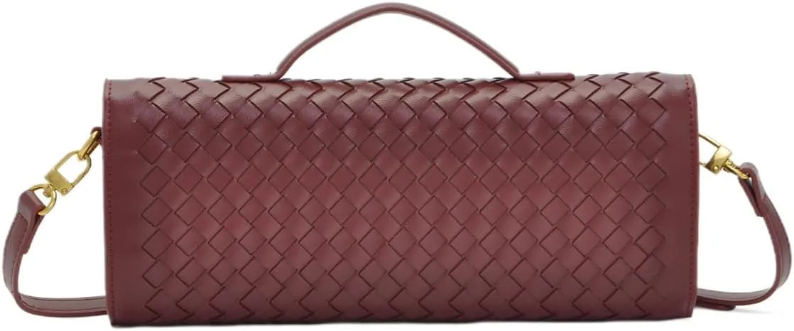 Woven Clutch Purse for women PU Leather Shoulder Bag Casual Fashion Party Evening Handbag Crossbody