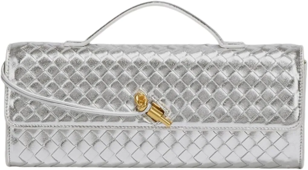 Woven Clutch Purse for women PU Leather Shoulder Bag Casual Fashion Party Evening Handbag Crossbody
