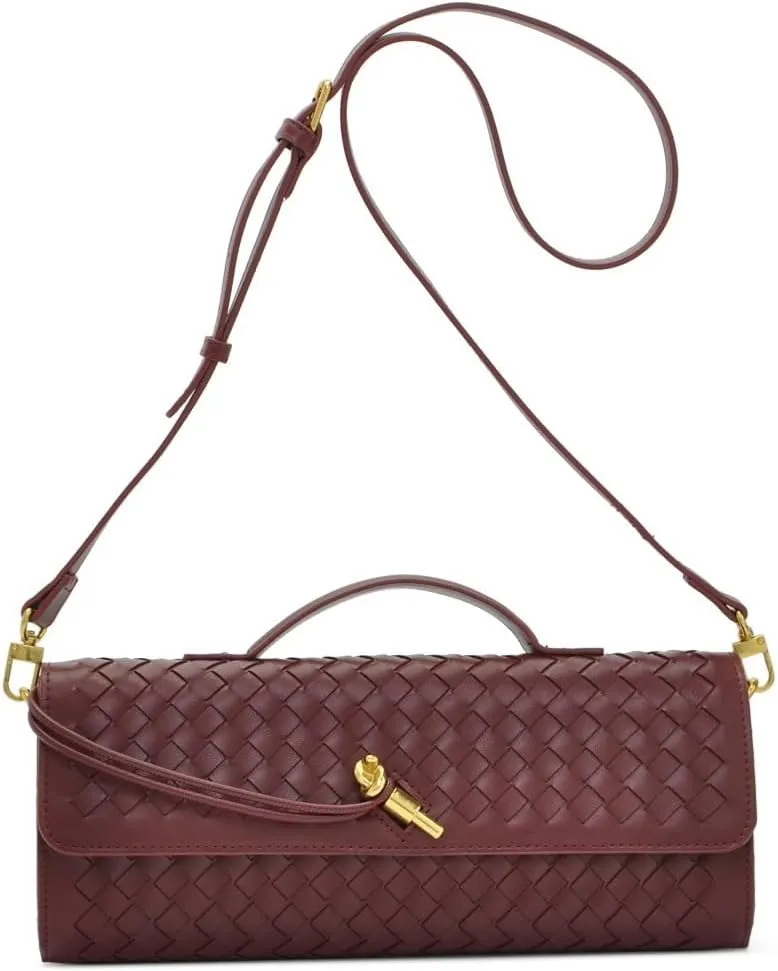 Woven Clutch Purse for women PU Leather Shoulder Bag Casual Fashion Party Evening Handbag Crossbody