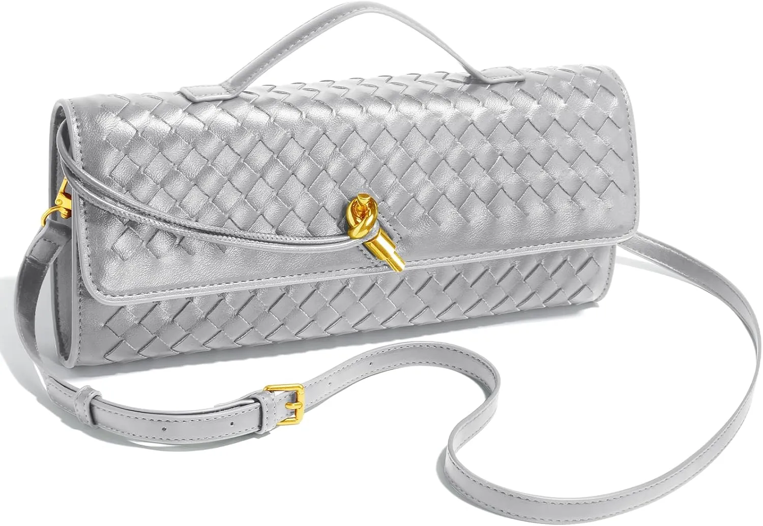 Woven Clutch Purses for Women, Leather Evening Bag Shoulder Handbag Formal Satchel Crossbody Purse Party Bag