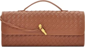 Woven Clutch Purses for Women, Leather Evening Bag Shoulder Handbag Formal Satchel Crossbody Purse Party Bag