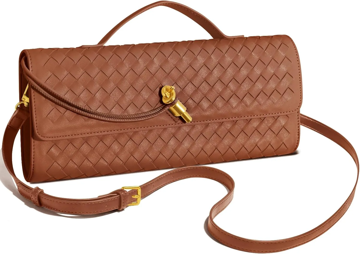 Woven Clutch Purses for Women, Leather Evening Bag Shoulder Handbag Formal Satchel Crossbody Purse Party Bag