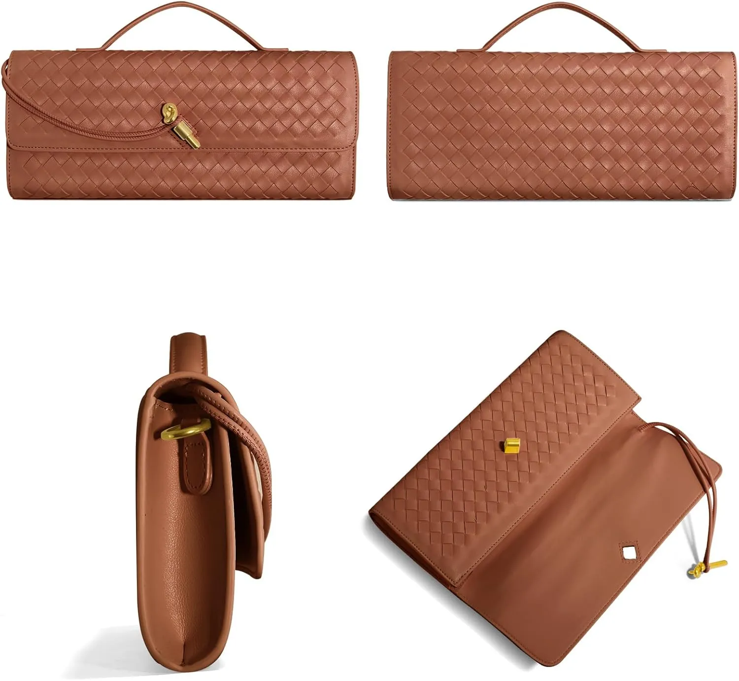 Woven Clutch Purses for Women, Leather Evening Bag Shoulder Handbag Formal Satchel Crossbody Purse Party Bag