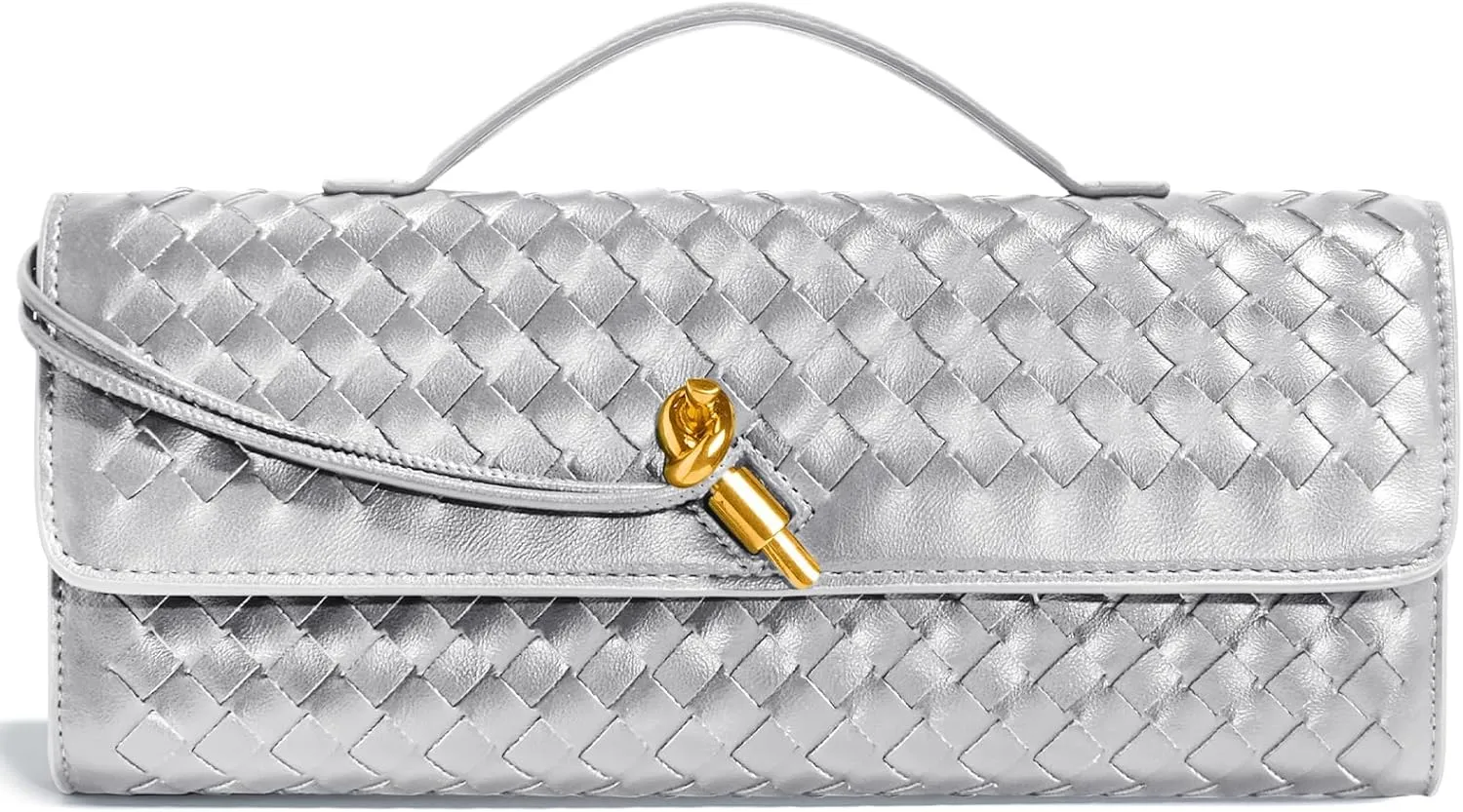 Woven Clutch Purses for Women, Leather Evening Bag Shoulder Handbag Formal Satchel Crossbody Purse Party Bag