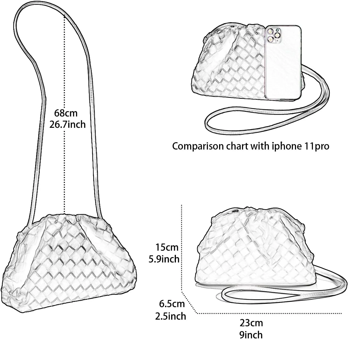Woven Dumpling Bag for Women Clutch Purses, Cloud Crossbody Handbag Soft Shoulder Bag