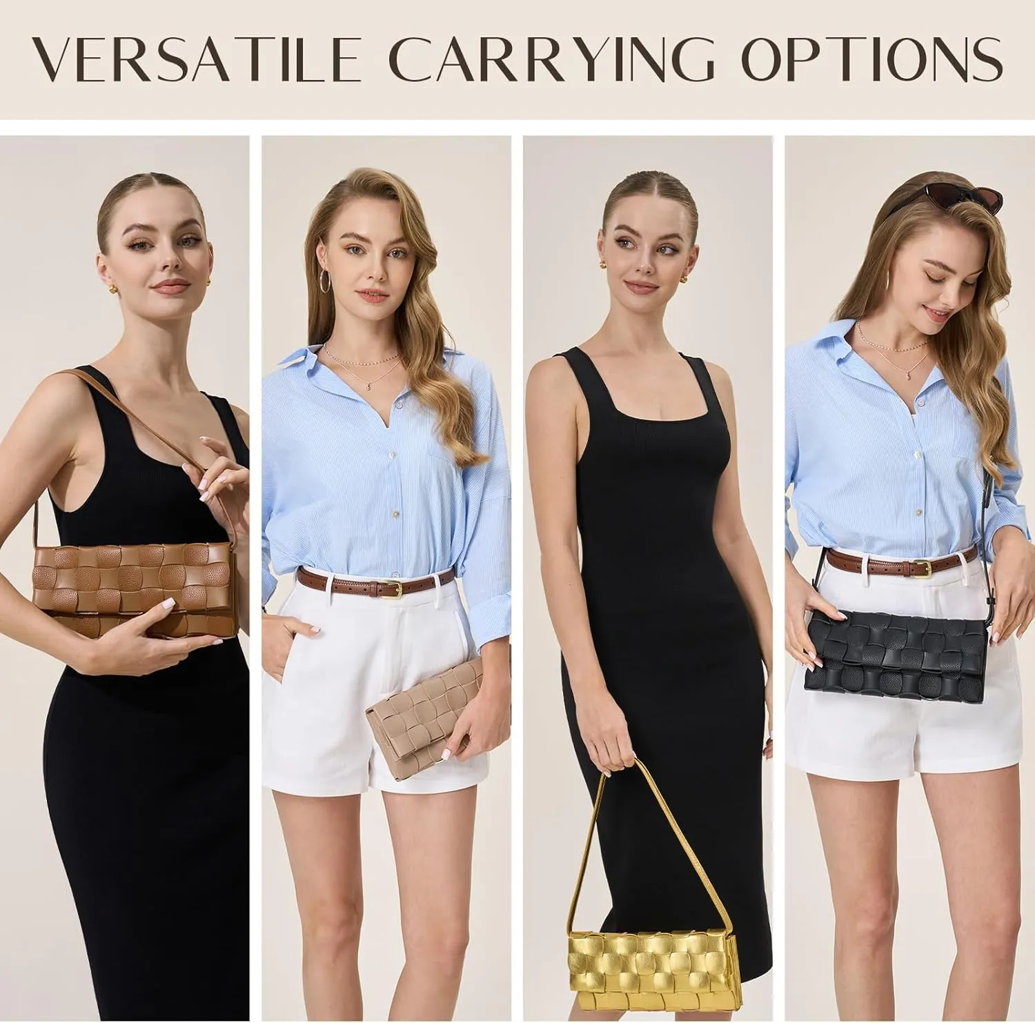 Woven Evening Clutch Purses for Women, PU Crossbody Shoulder Purse Handbag for Evening, Formal Events, Wedding, Party