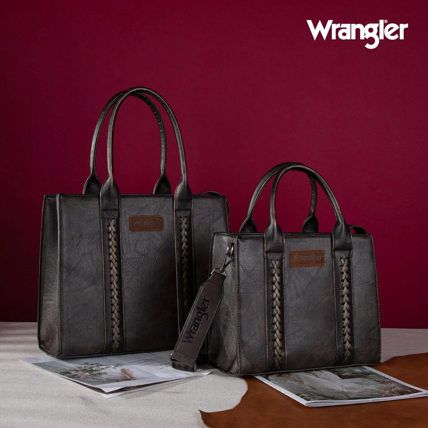 Wrangler Medium Tote Bag for Women Designer Satchel Handbags Top-handle Purses with Strap