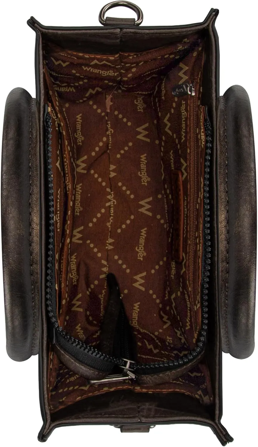 Wrangler Medium Tote Bag for Women Designer Satchel Handbags Top-handle Purses with Strap