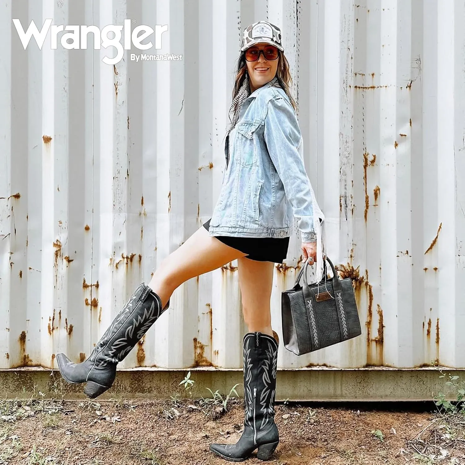 Wrangler Medium Tote Bag for Women Designer Satchel Handbags Top-handle Purses with Strap