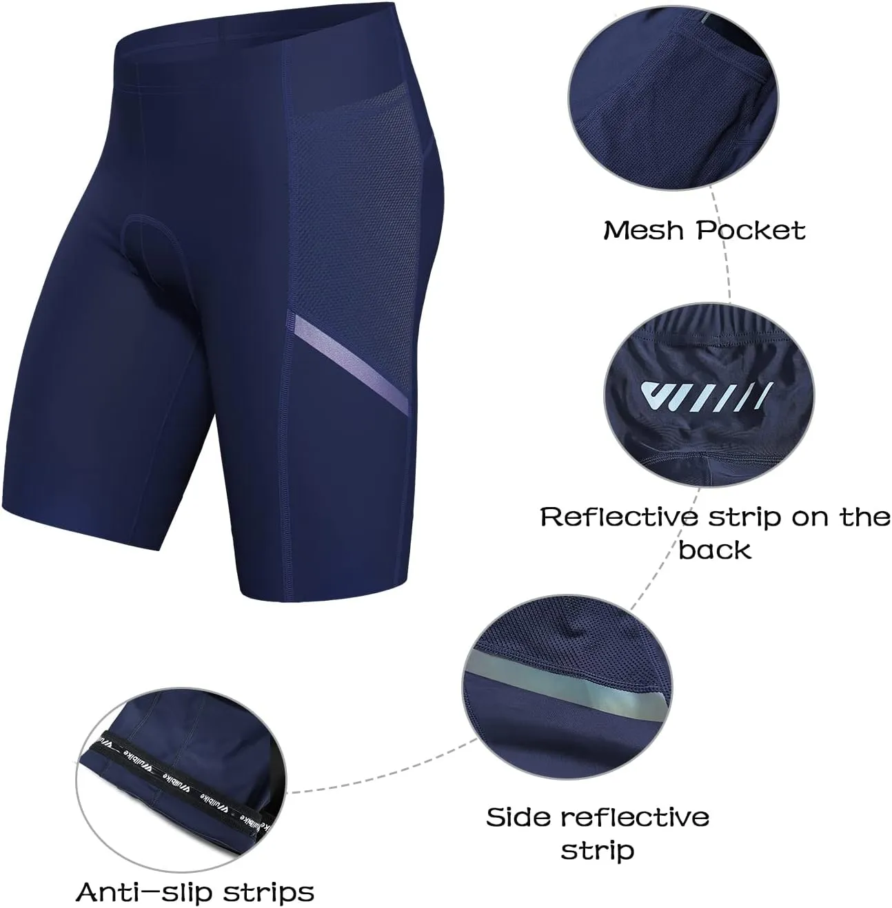 Wulibike Cycling Shorts Men Padded:Tights Highly Elastic Breathable Quick-Drying Road Bike Bicycle Shorts for Men Pockets