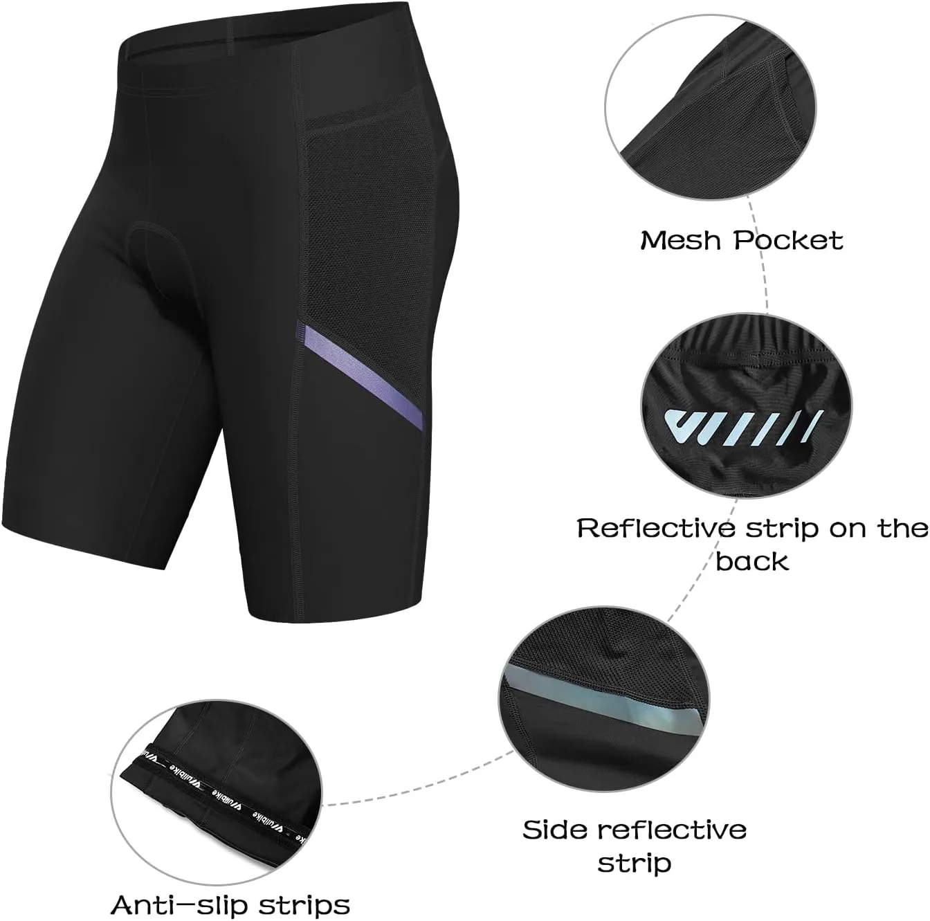 Wulibike Cycling Shorts Men Padded:Tights Highly Elastic Breathable Quick-Drying Road Bike Bicycle Shorts for Men Pockets