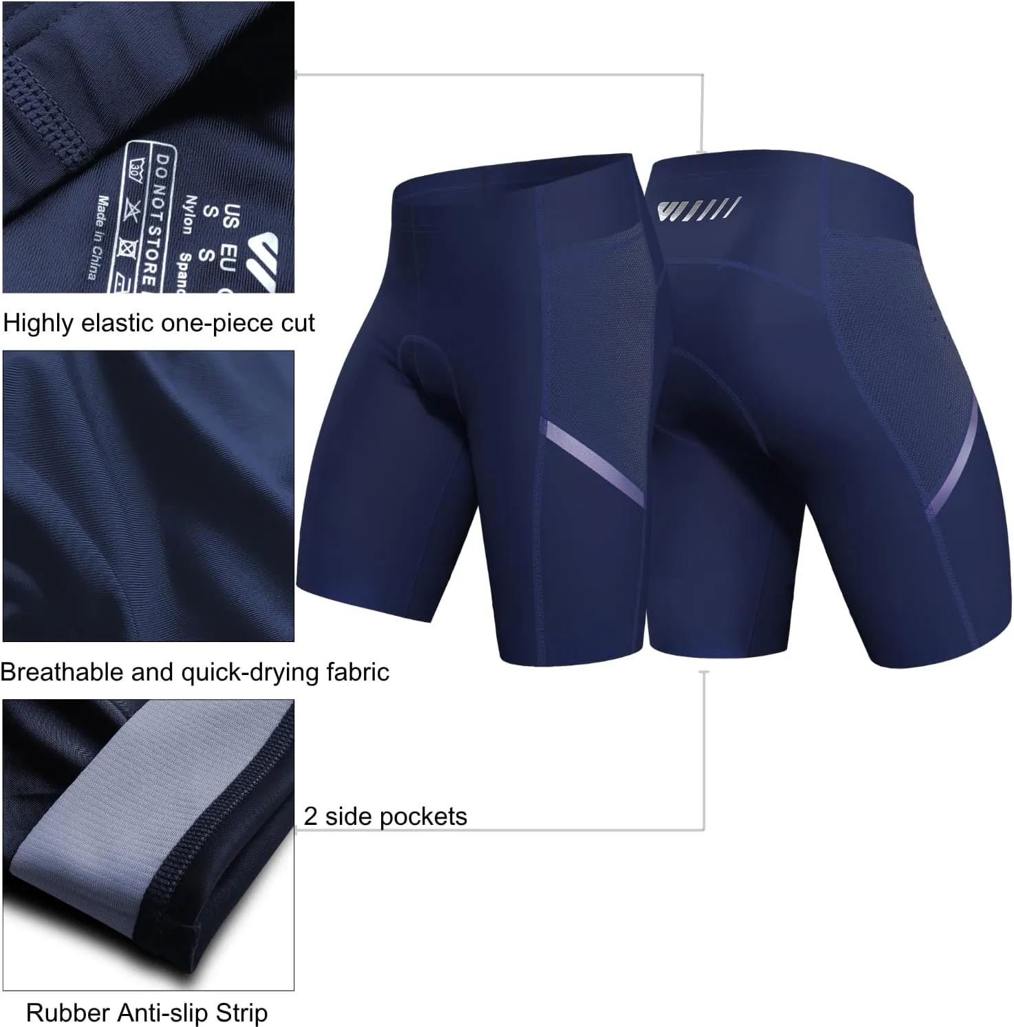 Wulibike Cycling Shorts Men Padded:Tights Highly Elastic Breathable Quick-Drying Road Bike Bicycle Shorts for Men Pockets