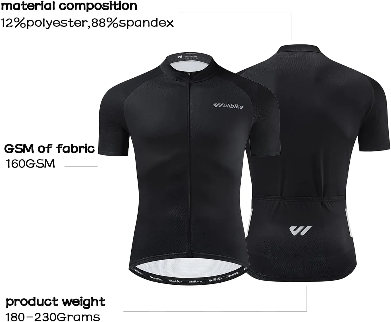 Wulibike Men's Cycling Jerseys Short Sleeve Bike Biking Shirts Full Zip with Pockets Road Bicycle Clothing