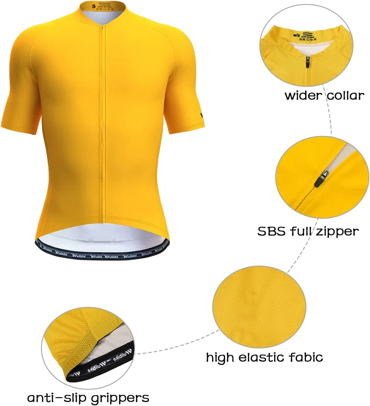 Wulibike Men's Cycling Jerseys Short Sleeve Bike Biking Shirts Full Zip with Pockets Road Bicycle Clothing
