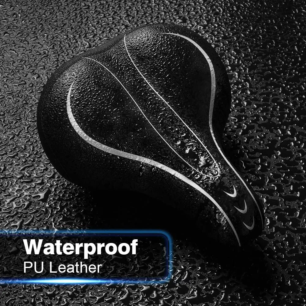 Xmifer Oversized Bike Seat, Comfortable Bike Seat - Universal Replacement Bicycle Saddle - Waterproof Leather Bicycle Seat with Extra Padded Memory Foam - Bicycle Seat for Men/Women