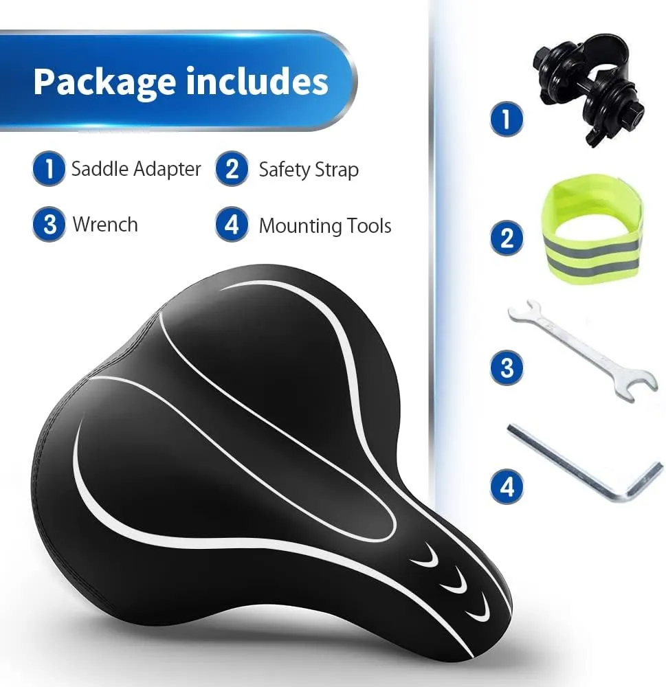 Xmifer Oversized Bike Seat, Comfortable Bike Seat - Universal Replacement Bicycle Saddle - Waterproof Leather Bicycle Seat with Extra Padded Memory Foam - Bicycle Seat for Men/Women