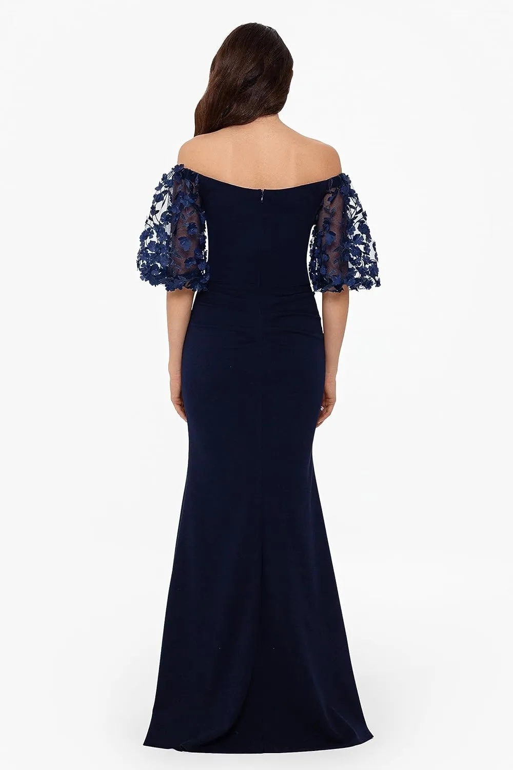 Xscape Women's Illusion Sleeve Off The Shoulder Long Dress (Reg and Petite)
