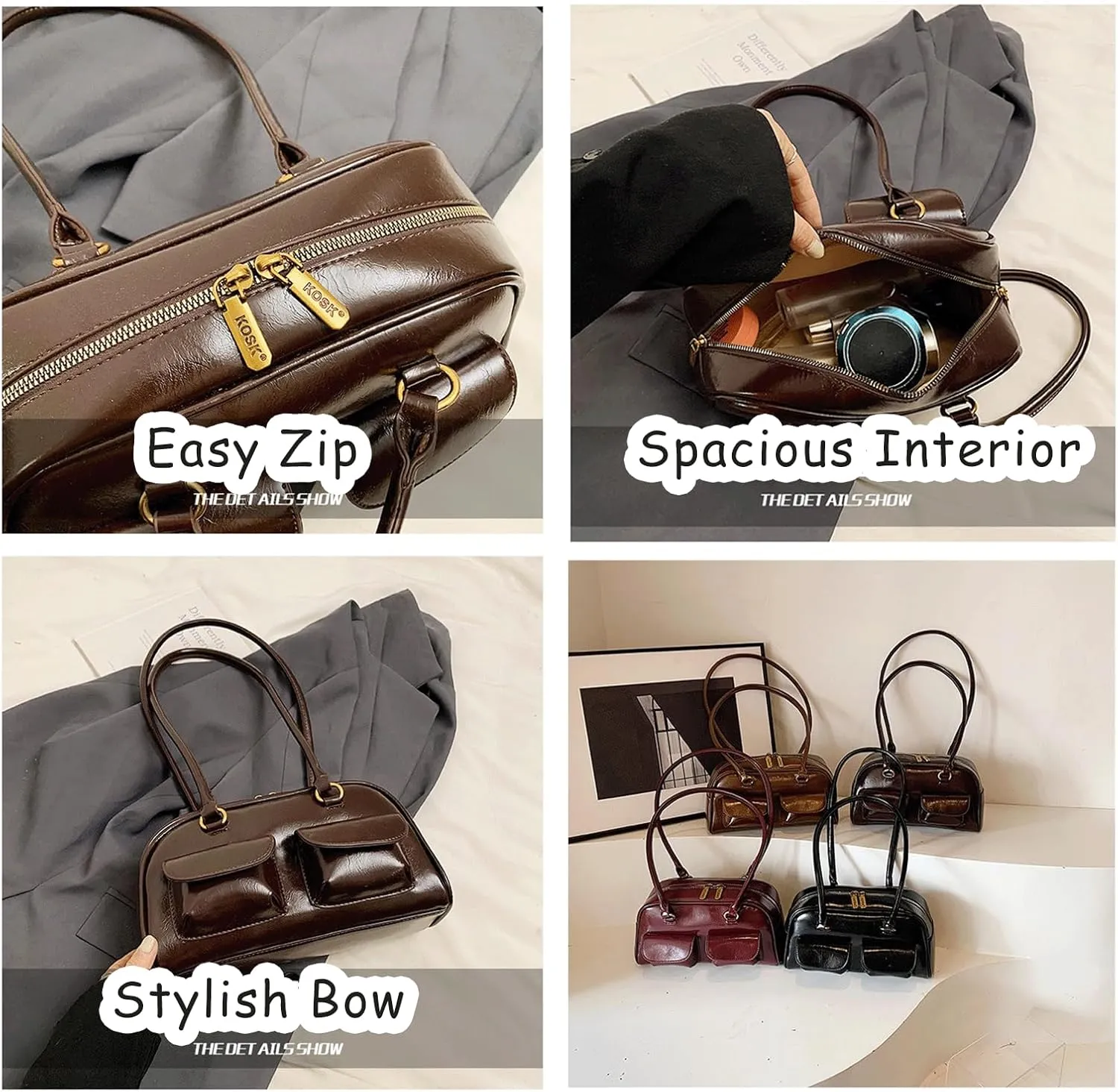Y2k Purse 2000s Vintage Retro Going Out Shoulder Street Girly Bowling Bag Goth Cute Coquette Leather Commuter Purses