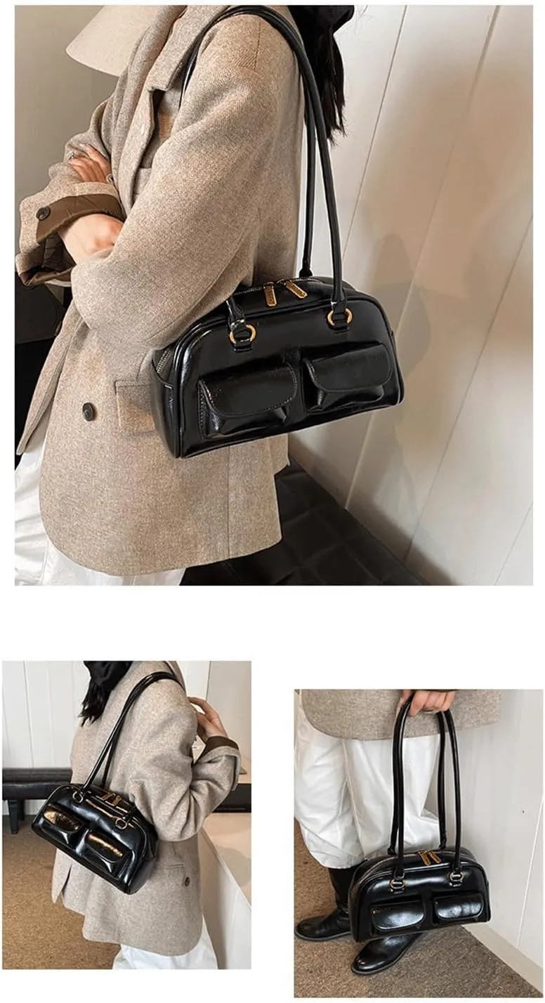 Y2k Purse 2000s Vintage Retro Going Out Shoulder Street Girly Bowling Bag Goth Cute Coquette Leather Commuter Purses