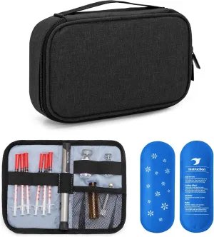 Yarwo 𝟐𝟎𝟐𝟓 𝐍𝐄𝐖 Insulin Cooler Travel Case with 2 Ice Packs, Medication Diabetic Supplies Bag for Insulin Pens, Vials and Diabetes Testing Kit, Black
