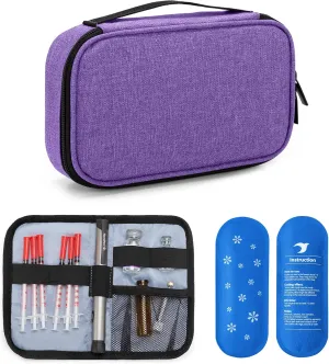 Yarwo 𝟐𝟎𝟐𝟓 𝐍𝐄𝐖 Insulin Cooler Travel Case with 2 Ice Packs, Medication Diabetic Supplies Bag for Insulin Pens, Vials and Diabetes Testing Kit, Purple
