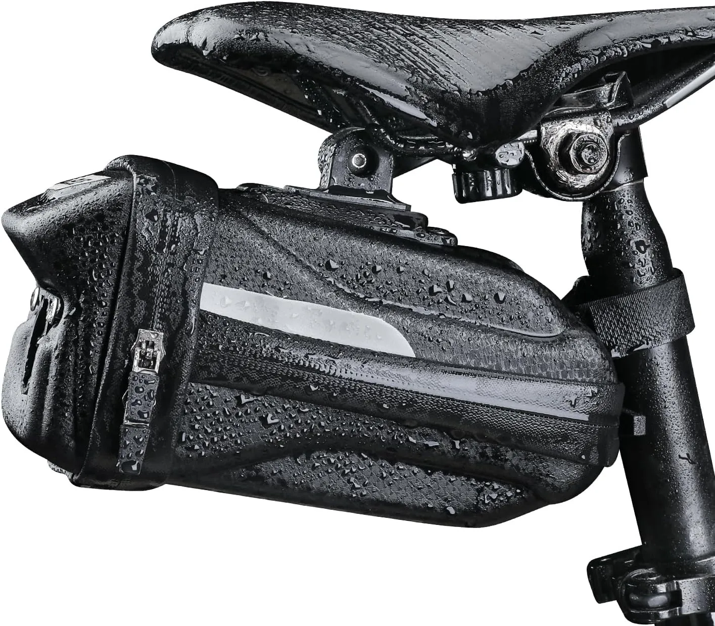 YBLNTEK Bike Saddle Bag, Bicycle Seat Bag, Expandable Capacity Bike Bag Under Seat 2.0L, Cycling Accessories Bicycle Storage Pouch Wedge Pack with Reflective Stripe for Mountain & Road Bike Adult