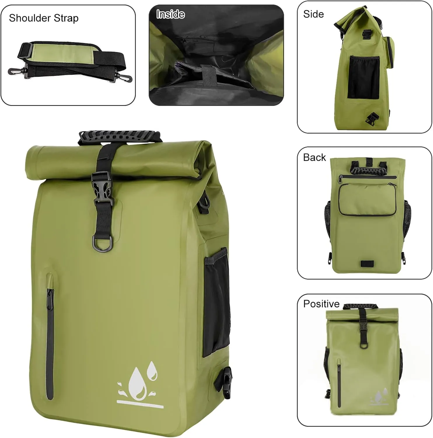 YEEGO DIRECT Bike Panniers, 29L Large Capacity Waterproof bike bags, Bike Rack Bag Bike Saddle Bags For Rear Rack Bicycles Commuter Backpack - Green (1 PCS)