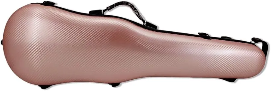 yinfente Triangle 1.95kg Violin Case 4/4 Full size Carbon Fiber Strong Bag 150kg Pressure Full Size With Adjustable Backstrap Two Bow Holder（Rose Gold）