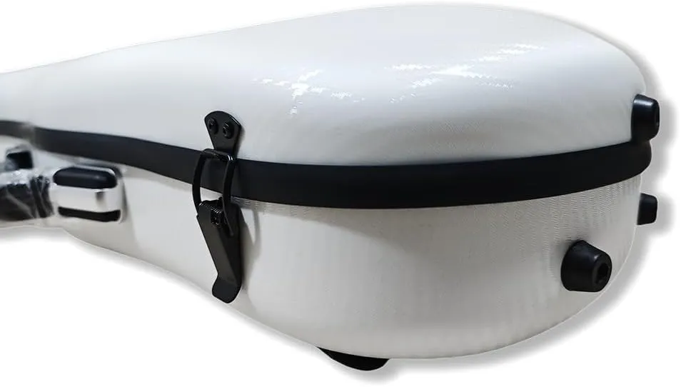 Yinfente Triangle 1.95kg Violin Case 4/4 Full size Carbon Fiber Strong Bag 150kg Pressure Full Size With Adjustable Backstrap Two Bow Holder（White）