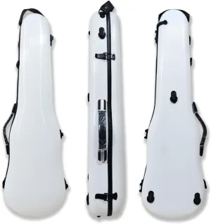 Yinfente Triangle 1.95kg Violin Case 4/4 Full size Carbon Fiber Strong Bag 150kg Pressure Full Size With Adjustable Backstrap Two Bow Holder（White）