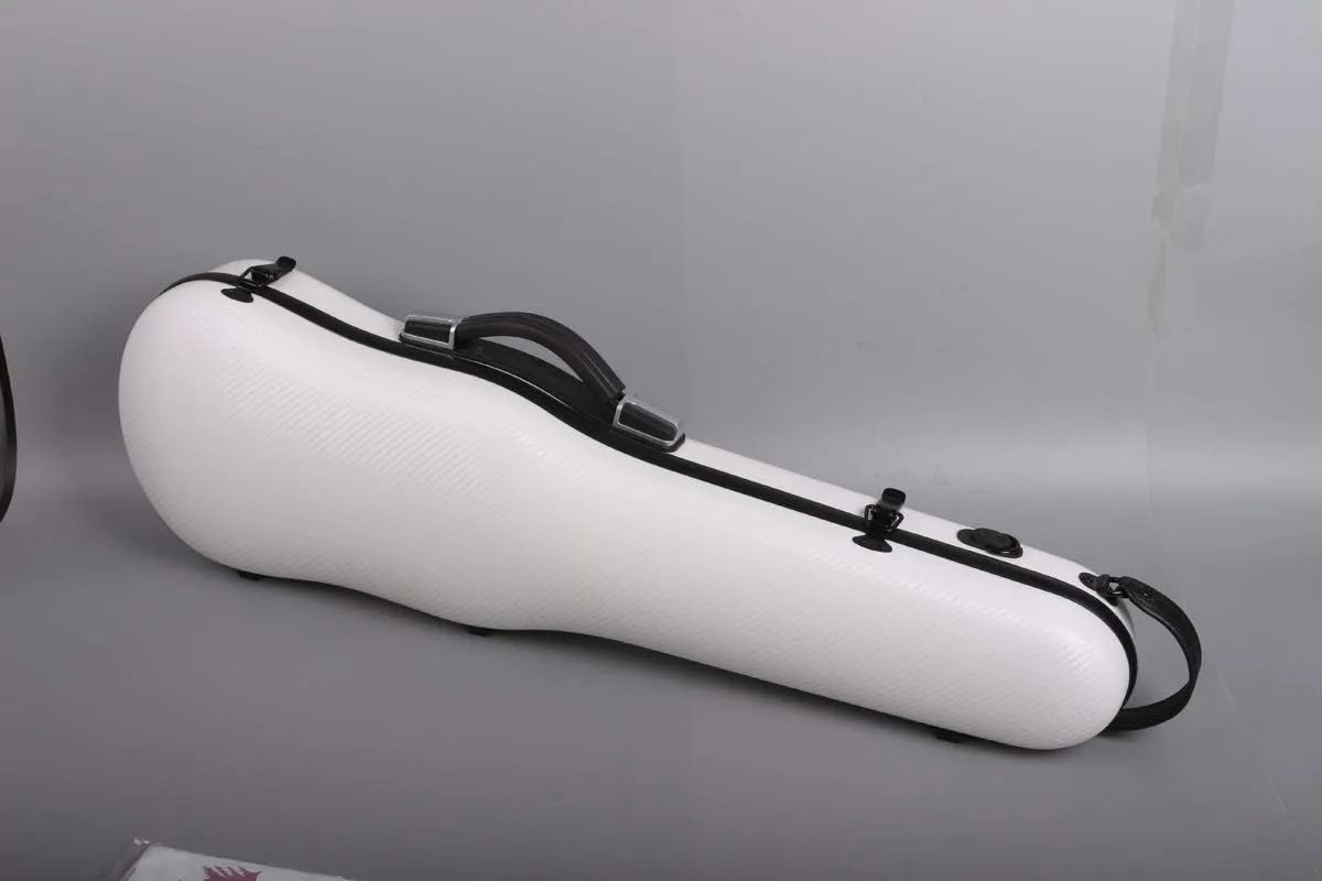 Yinfente Triangle 1.95kg Violin Case 4/4 Full size Carbon Fiber Strong Bag 150kg Pressure Full Size With Adjustable Backstrap Two Bow Holder（White）