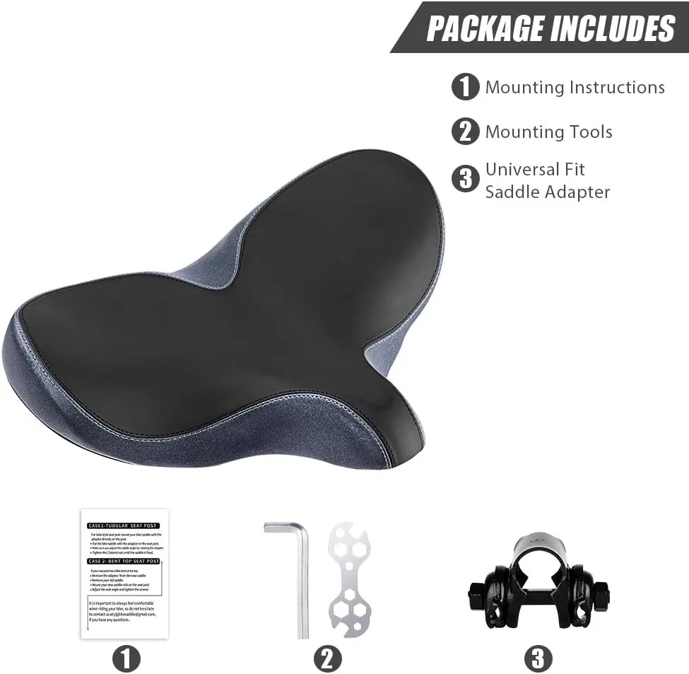 YLG Oversized Comfort Bike Seat Comfortable Replacement Bike Saddle Memory Foam Soft Bike Saddle Waterproof Universal Fit Bicycle Seat for Women Men