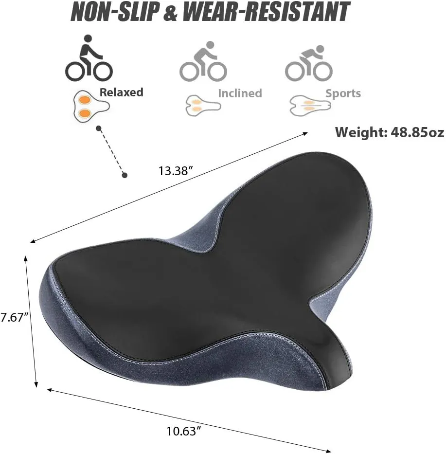 YLG Oversized Comfort Bike Seat Comfortable Replacement Bike Saddle Memory Foam Soft Bike Saddle Waterproof Universal Fit Bicycle Seat for Women Men