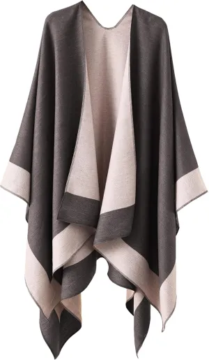 YnimioAOX Women's Shawl Wrap Poncho Sweater Open Front Cape for Fall Winter