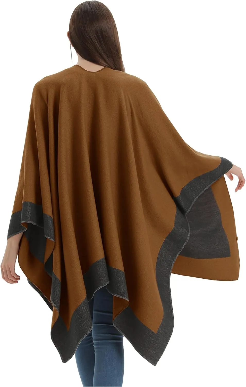 YnimioAOX Women's Shawl Wrap Poncho Sweater Open Front Cape for Fall Winter