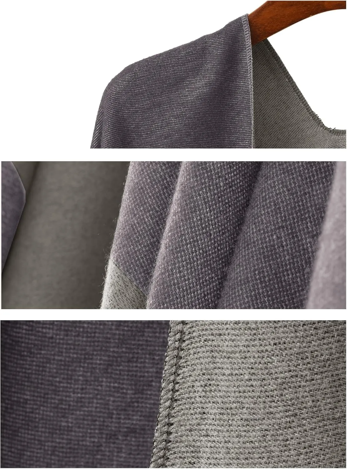 YnimioAOX Women's Shawl Wrap Poncho Sweater Open Front Cape for Fall Winter