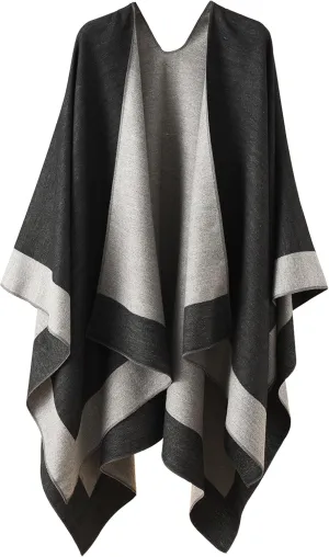 YnimioAOX Women's Shawl Wrap Poncho Sweater Open Front Cape for Fall Winter