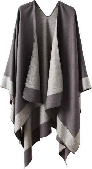 YnimioAOX Women's Shawl Wrap Poncho Sweater Open Front Cape for Fall Winter